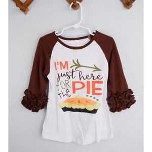 Girls Thanksgiving "I'm just here for the Pie" Ruffle Shirt